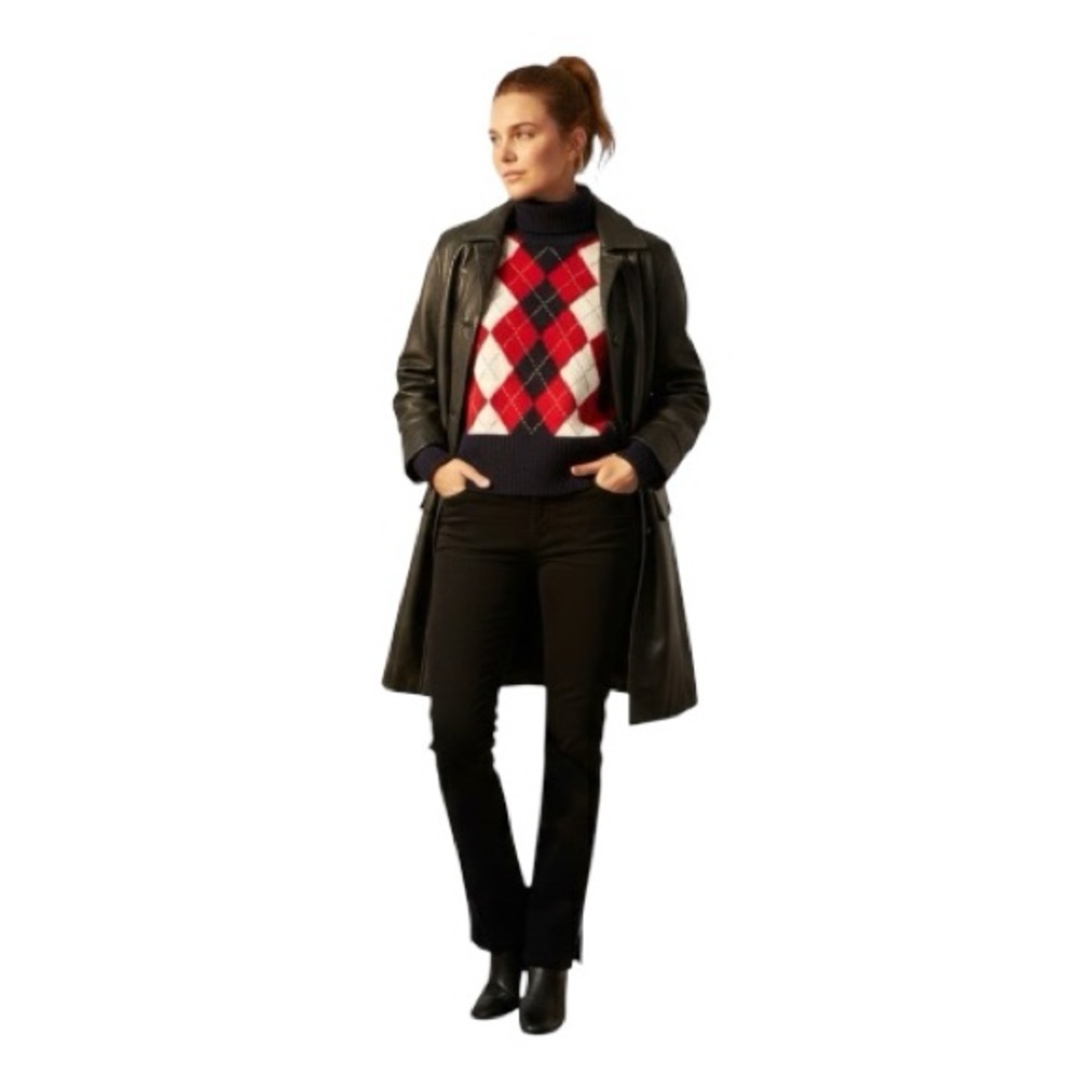Jones New York Argyle Lambswool Turtleneck Wide Banded Academia Preppy Warm Cozy - Picture 9 of 10